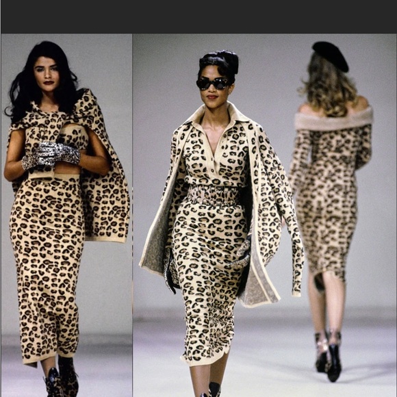 RARE ALAIA Azzedine F/W 1991 Runway leopard print wool midi skirt - Small - Picture 7 of 15